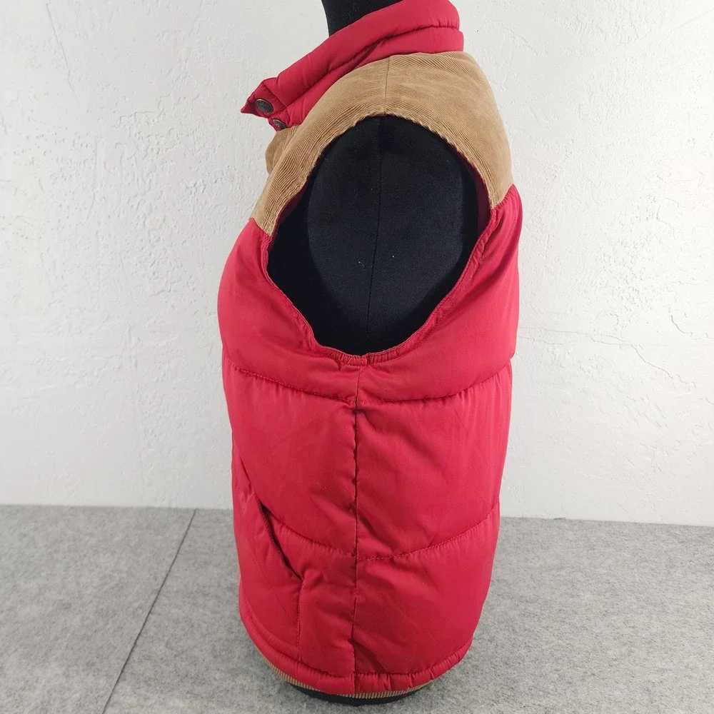 Levis Kids Red Puffer Vest Corduroy Yoke Western Gorpcore Medium 10-12